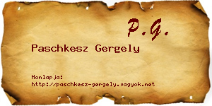 Paschkesz Gergely névjegykártya